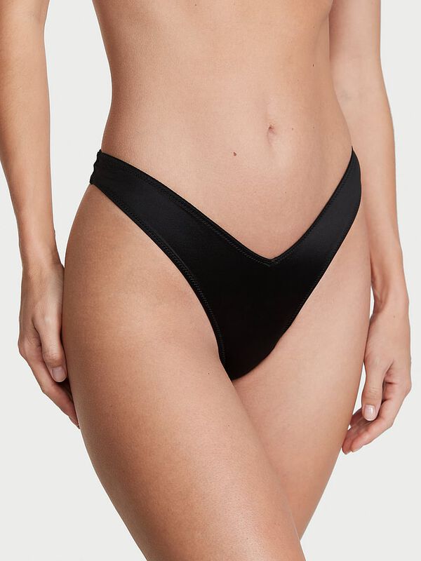 Smooth Strappy-Back High-Leg Thong Panty