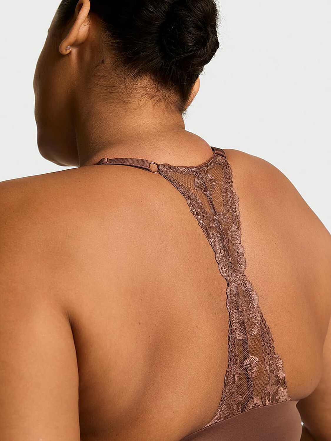 vs Body By Victoria Lightly Lined Lace Racerback Demi Bra Coconut Brown 4 of 4 