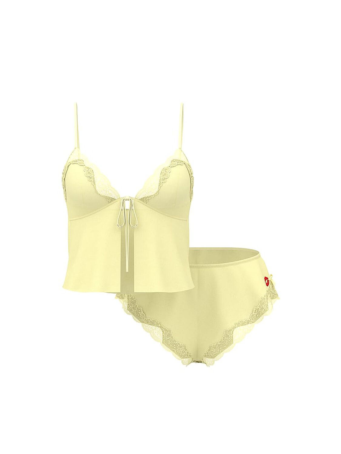 vs Victoria's Secret Tease Satin & Chiffon Flyaway Cami Set Lemonade 3 of 4 