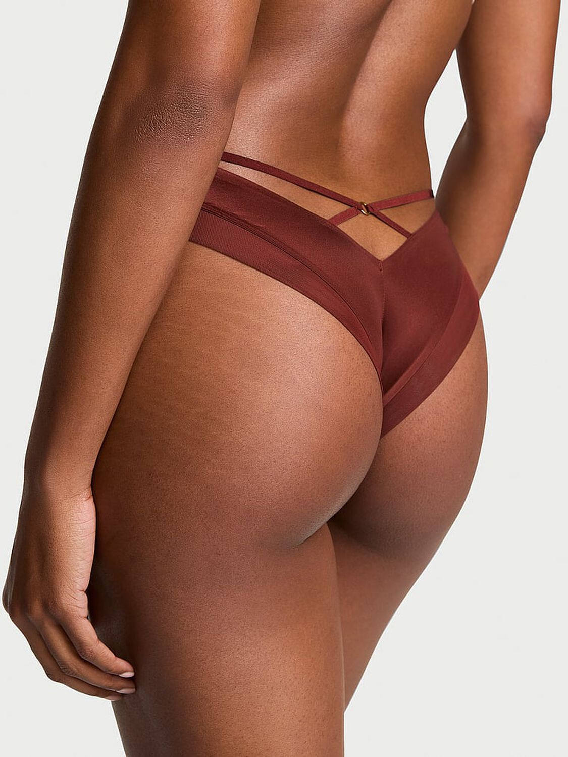 vs Very Sexy Sheer Reveal Mesh-Trim Strappy-Back Cheeky Panty Dark Chili 2 of 4 