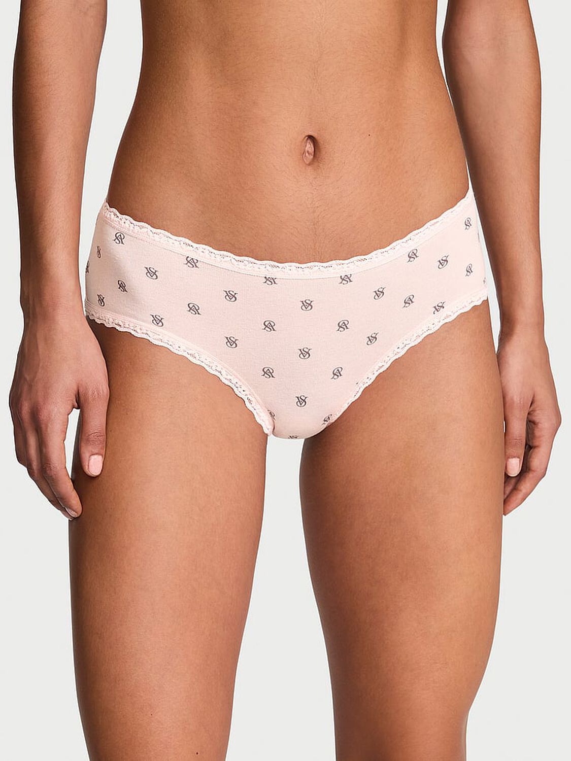 vs The Lacie Cotton Lace-Waist Cheeky Panty Pink Logo Dots 1 of 3 