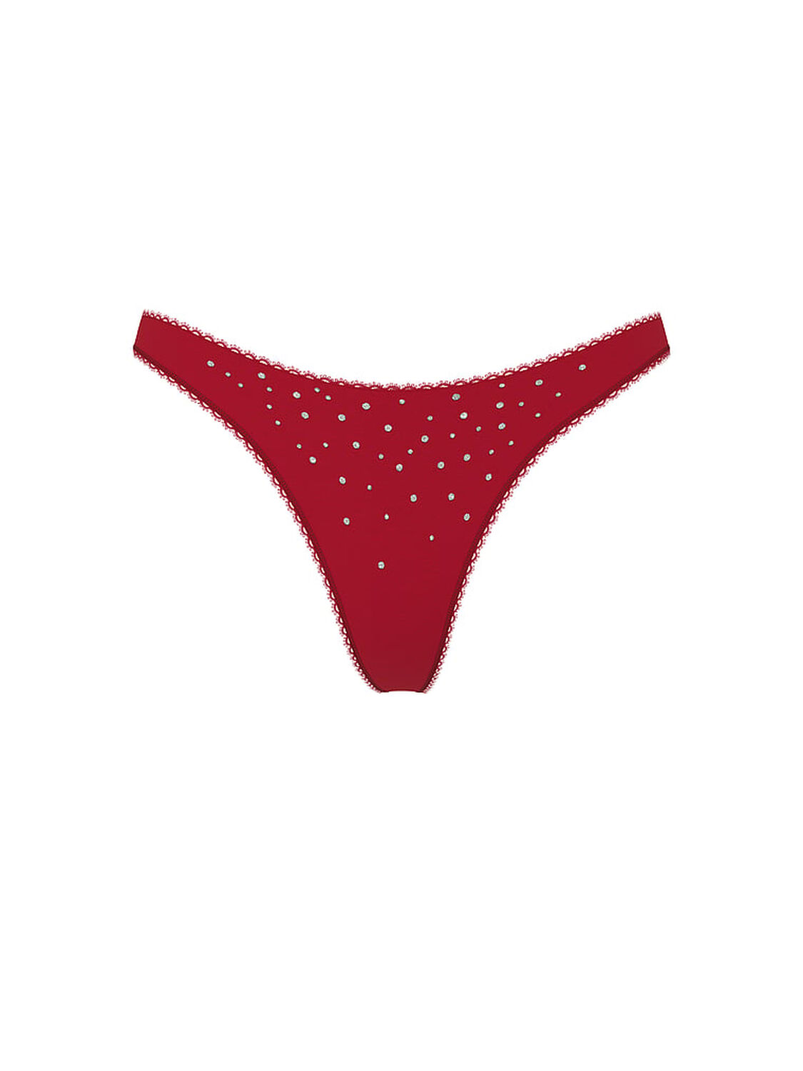 vs Victoria's Secret Stretch Cotton Sparkle High-Leg Scoop Thong Panty Red Lacquer Mistletoe 3 of 3 