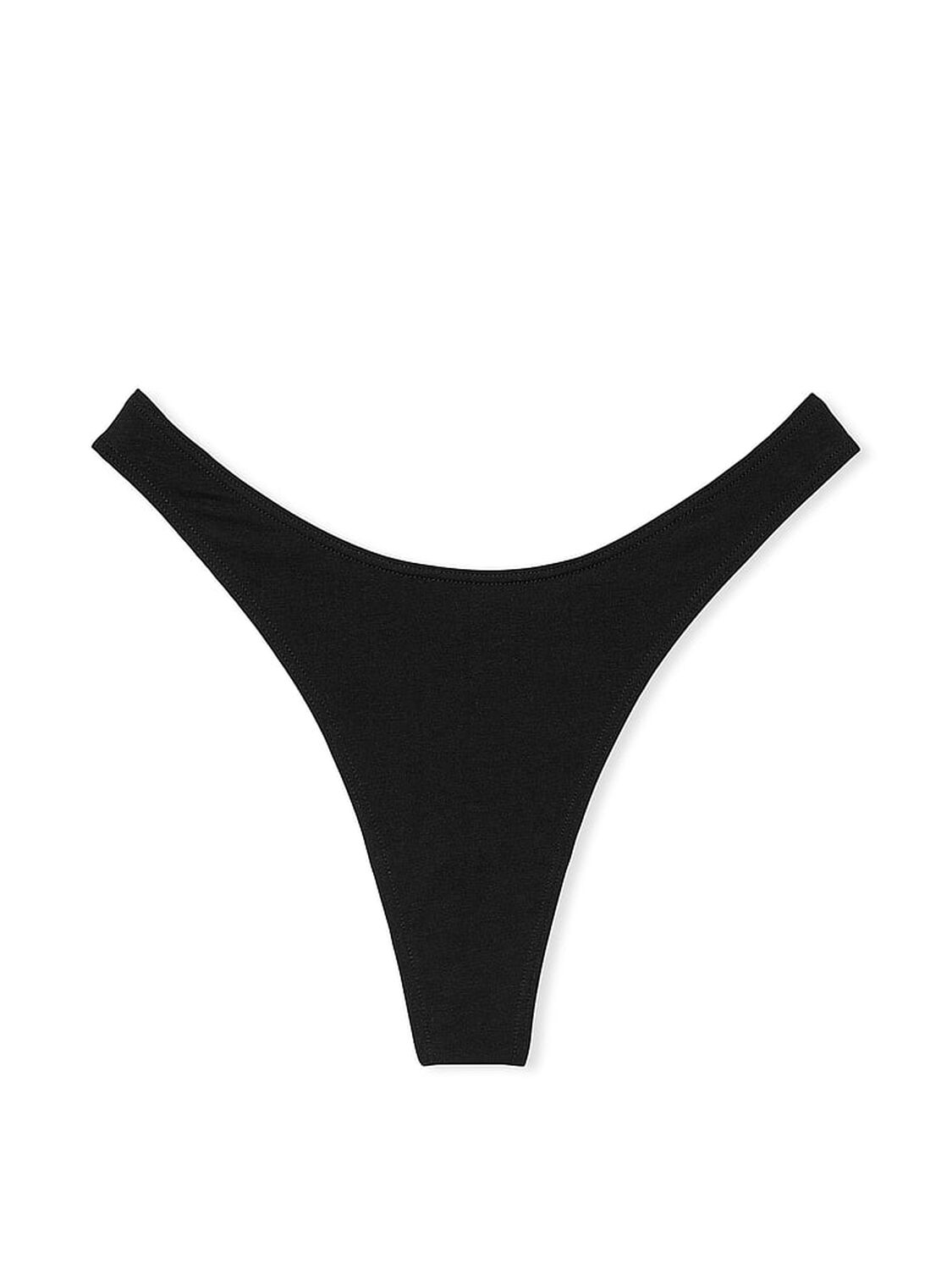 vs Victoria's Secret Stretch Cotton High-Leg Scoop Thong Panty Black 3 of 3 