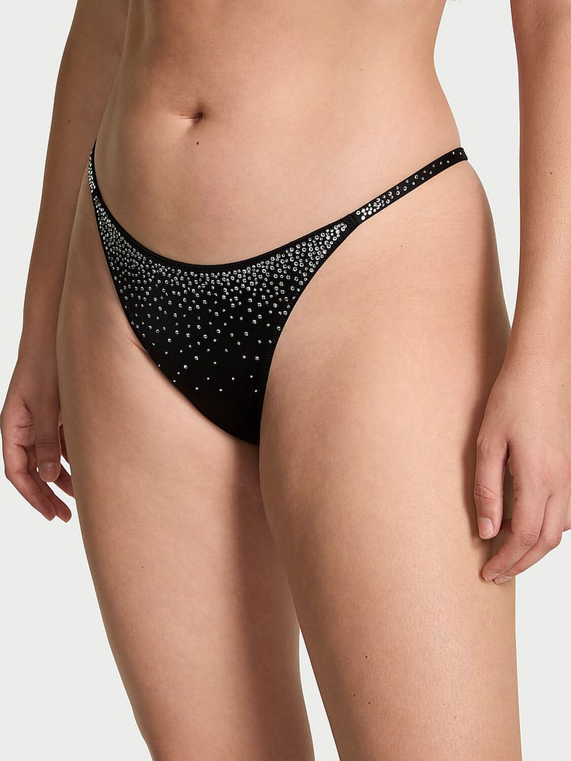 vs Very Sexy Sparkle Crystal Shine Strap Brazilian Panty Black 1 of 3 