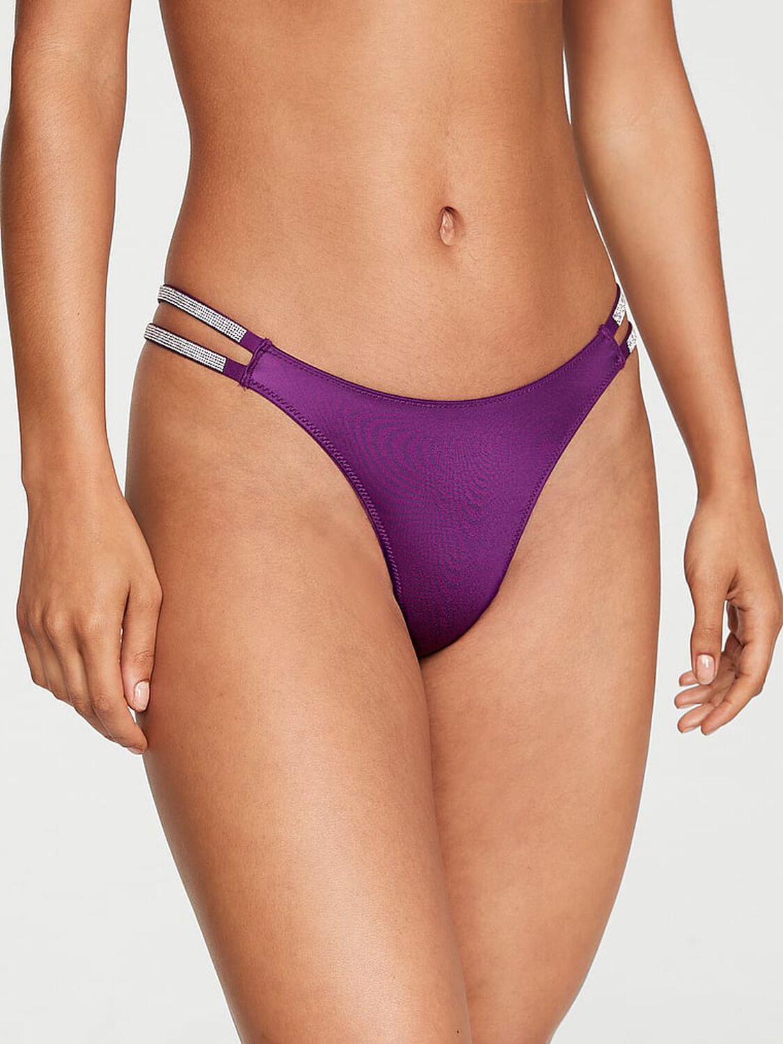 vs Very Sexy Double Shine Strap Smooth Thong Panty Grape Soda 1 of 4 