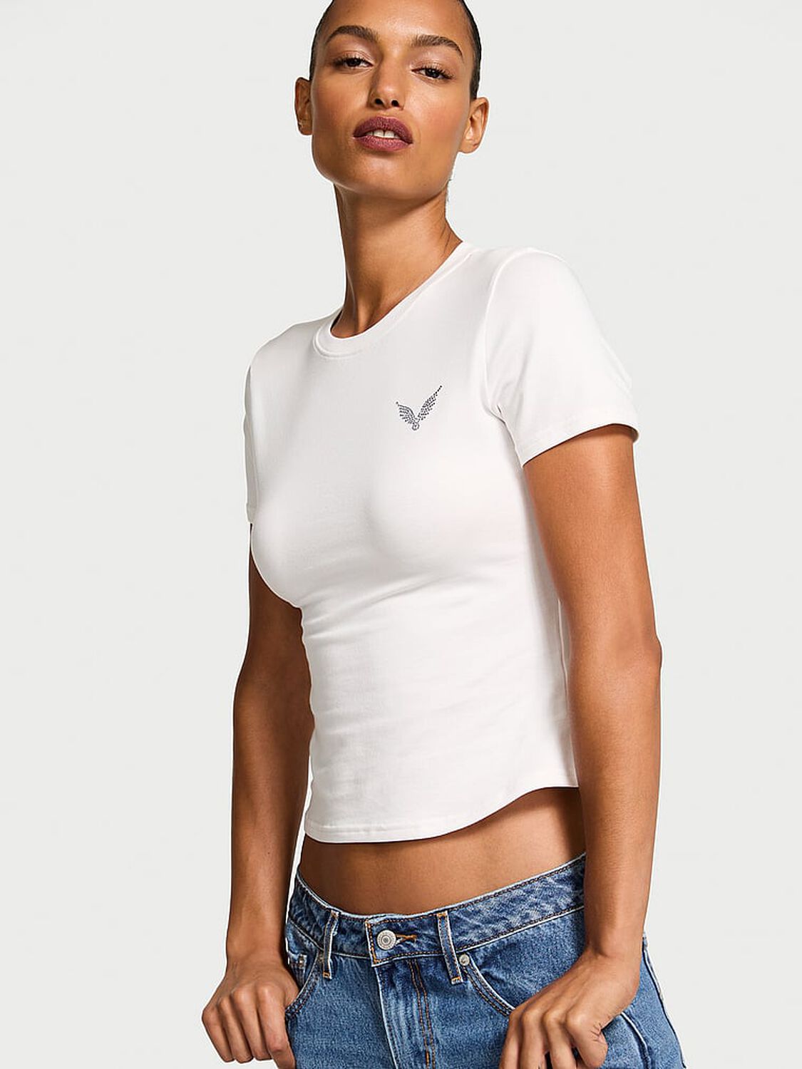 vs Angel Essentials Stretch Cotton Fitted Tee Coconut White 1 of 2 
