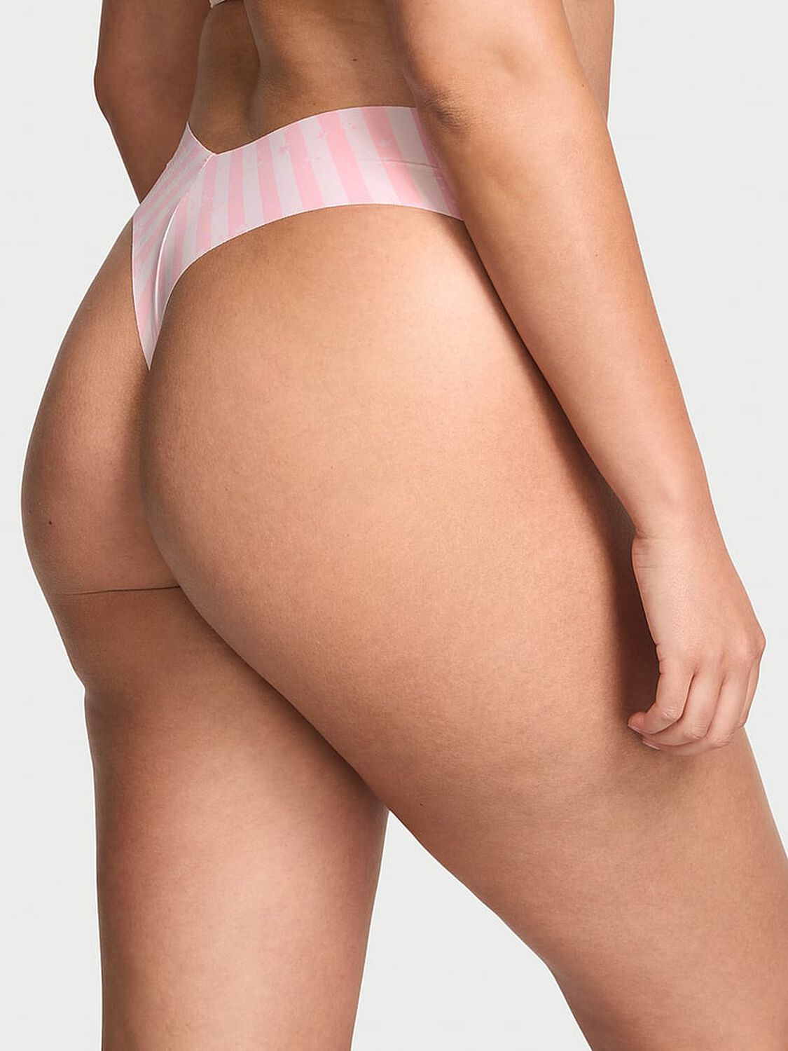 vs No-Show No-Show Thong Panty Pink Star Stripes 1 of 3 