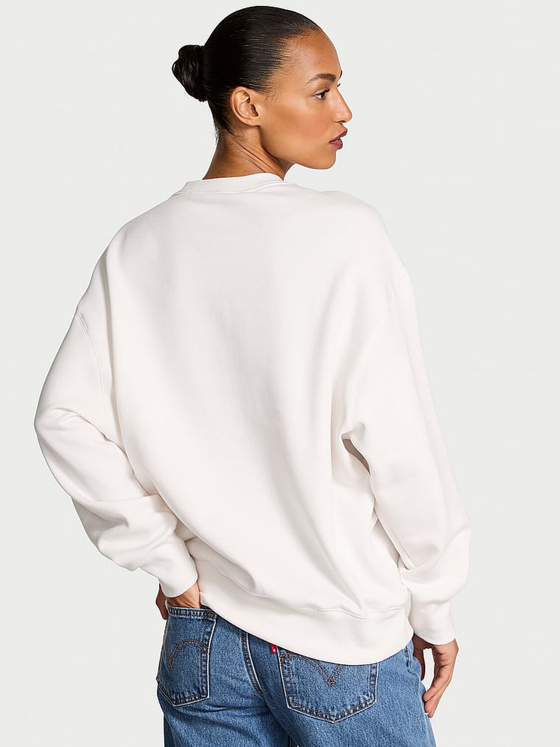 vs Angel Essentials Effortless Fleece Crewneck Sweatshirt Coconut White 2 of 2 