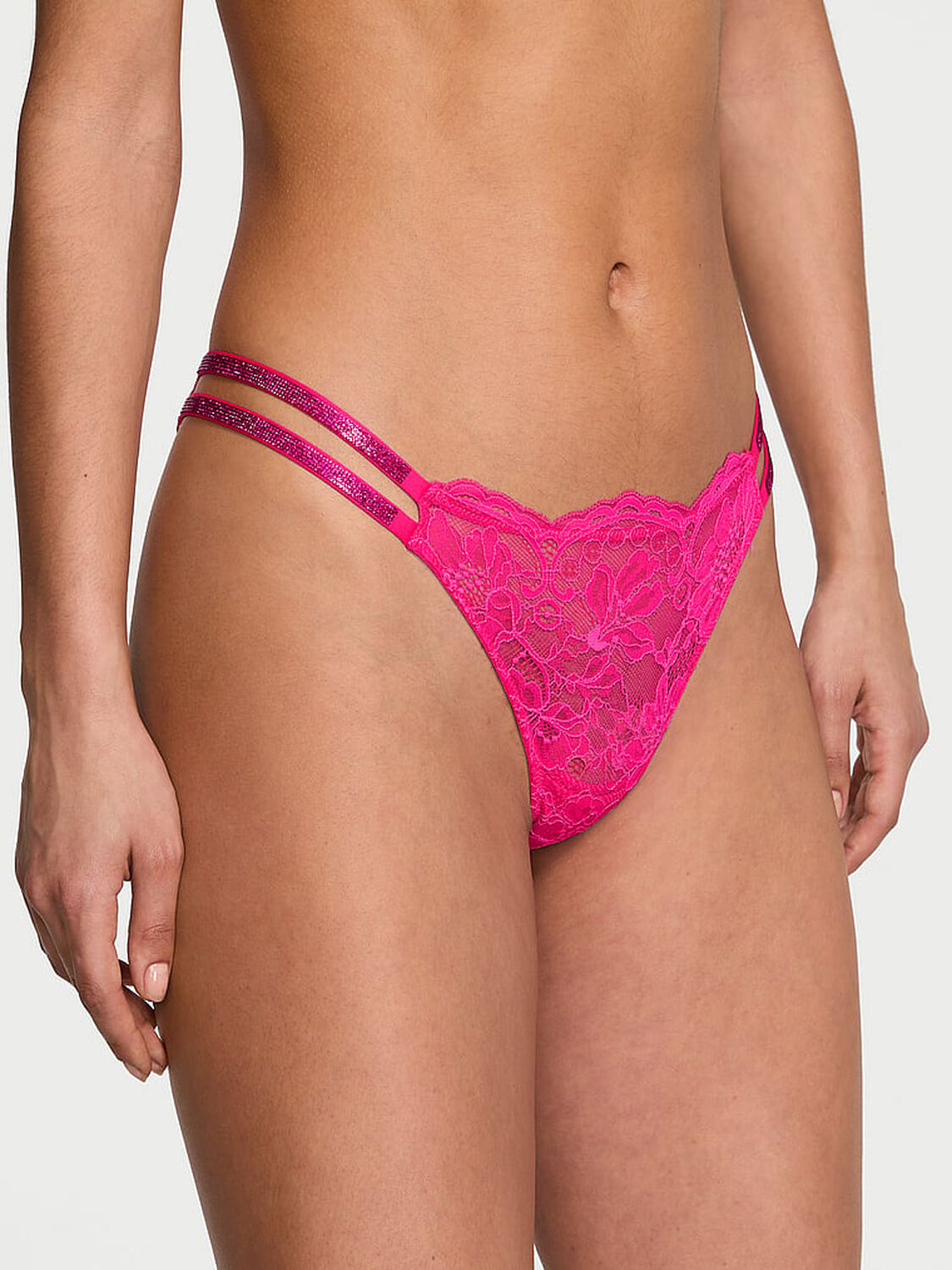 vs Very Sexy Double Shine Strap Lace Brazilian Panty 1 of 3 