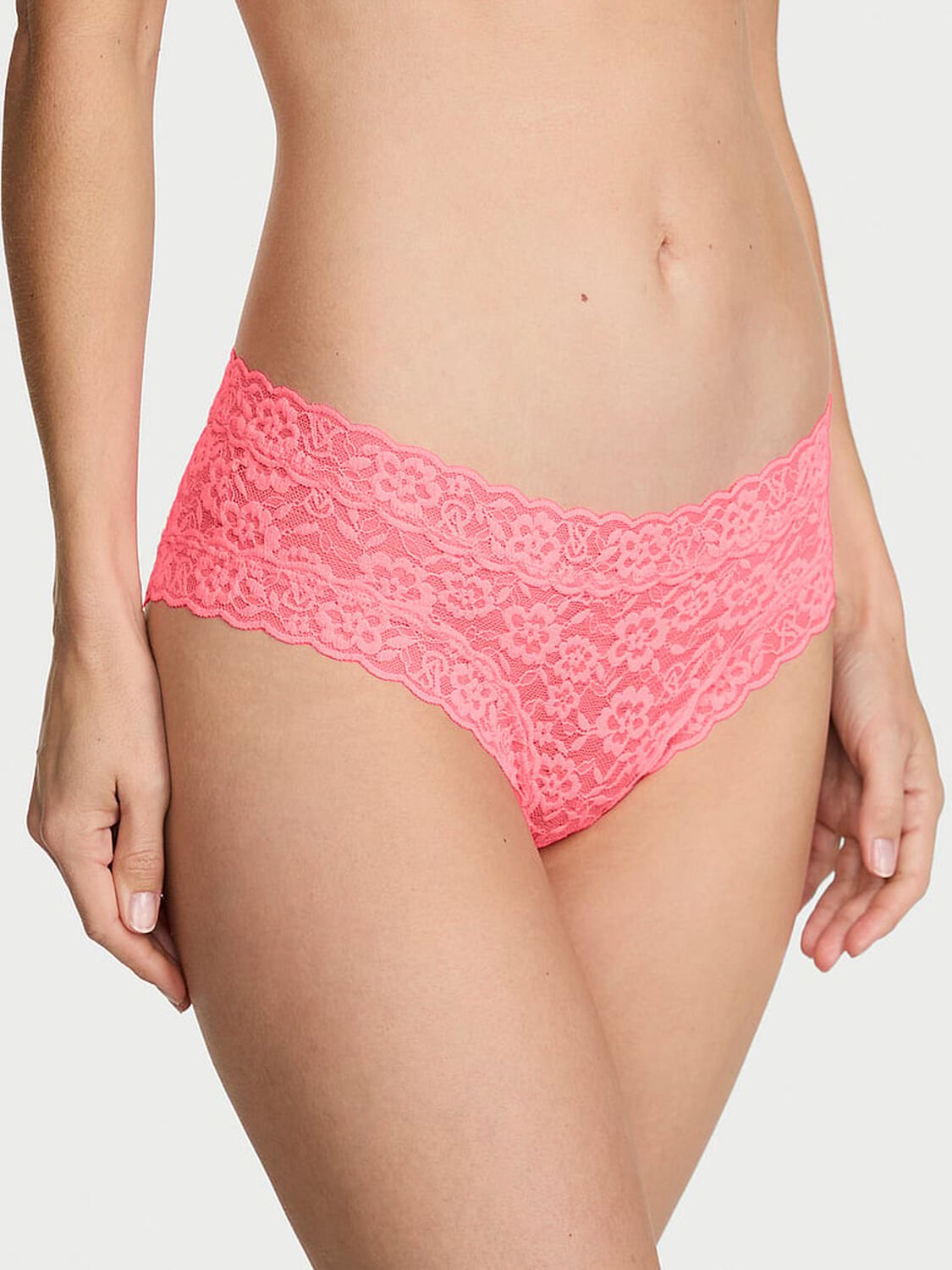 vs The Lacie Lace Strappy-Back Cheeky Panty Pink Highlighter 1 of 2 