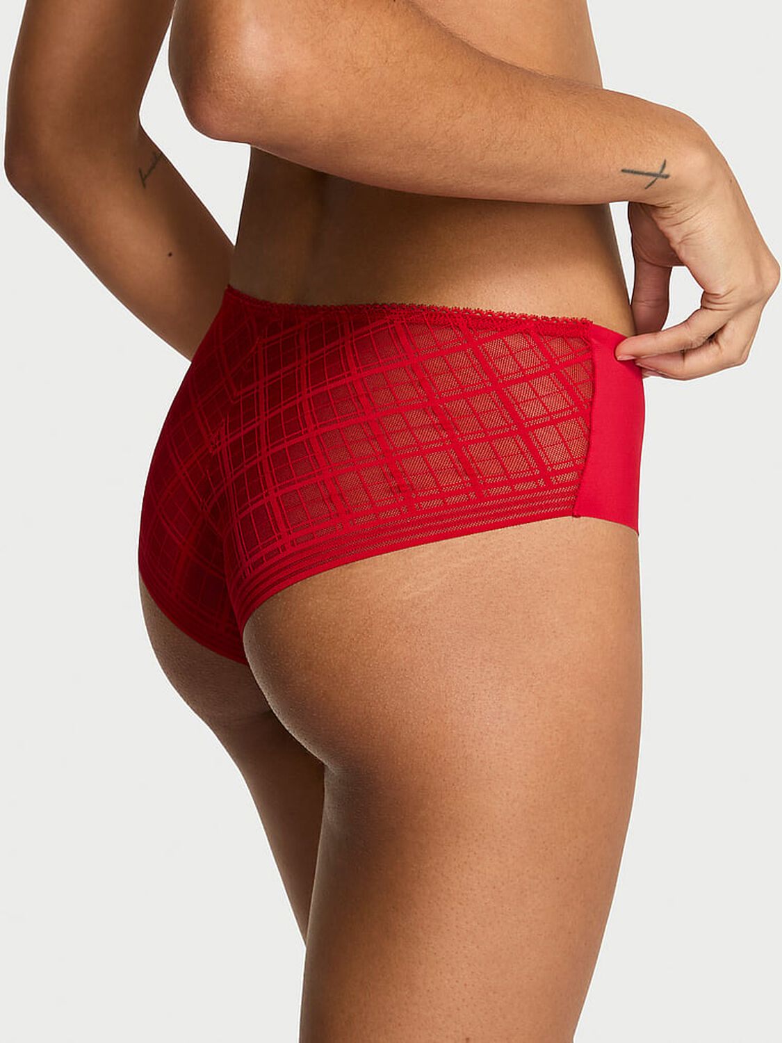 vs No-Show No-Show Plaid Mesh Cheeky Panty Lipstick 2 of 2 