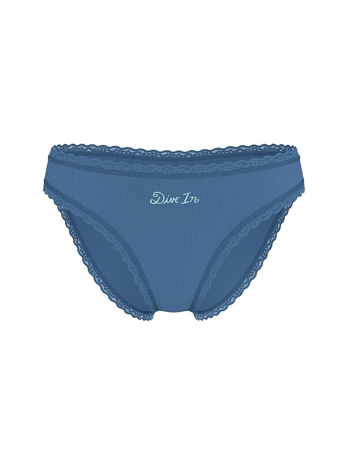 vs The Lacie Stretch Cotton Pointelle Lace-Waist Bikini Panty Moonlight Blue 3 of 3 