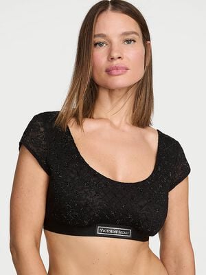 Lace Shine Logo Cap-Sleeve Bralette