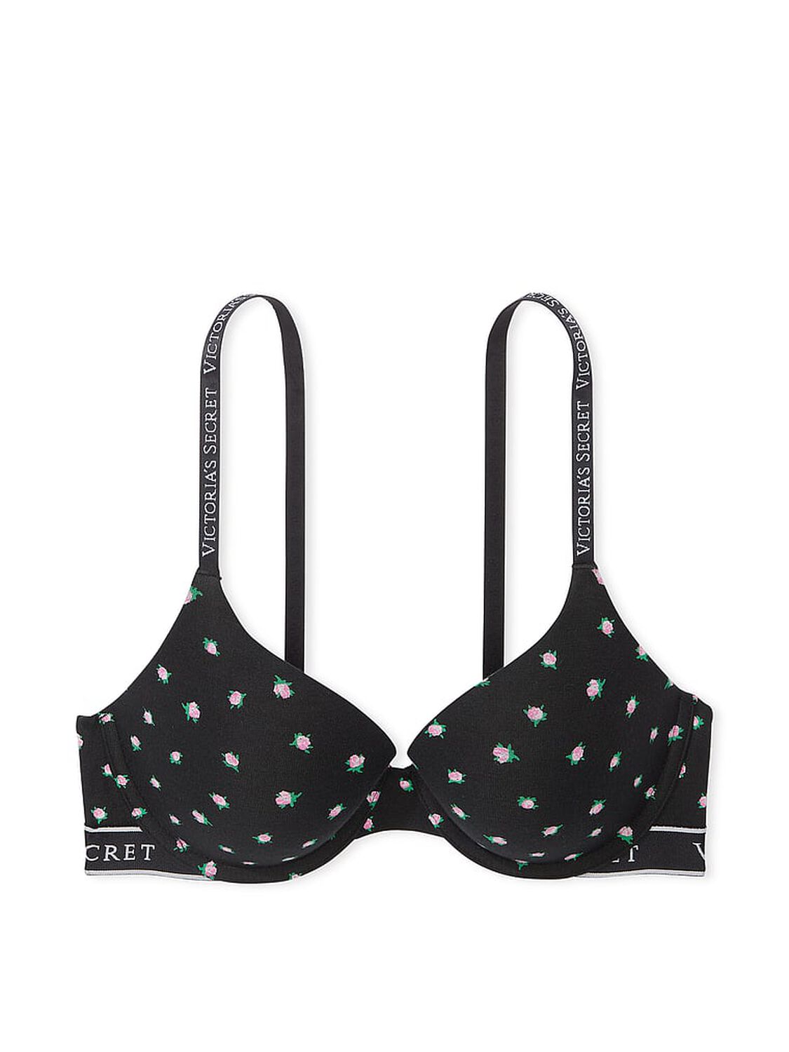 vs The T-Shirt Push-Up Perfect Shape Cotton Bra Black Ditsy Floral 3 of 3 