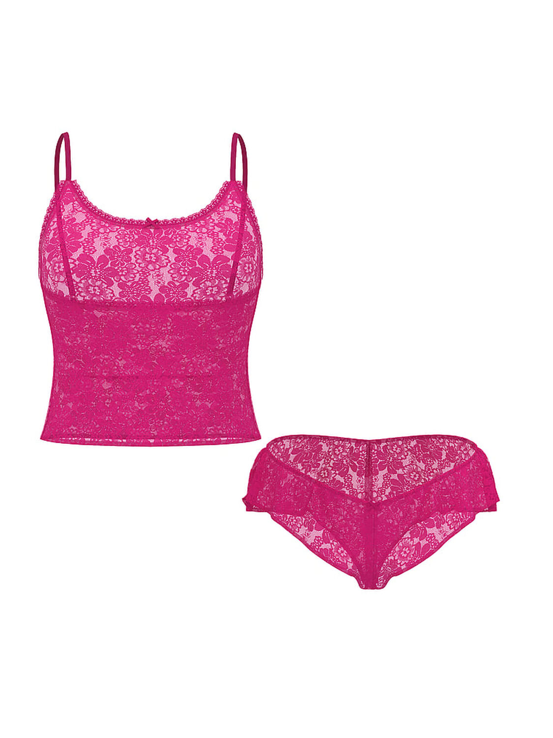 vs Victoria's Secret Tease Lace Cami & Flutter Short Set Enchanted Pink 3 of 3 