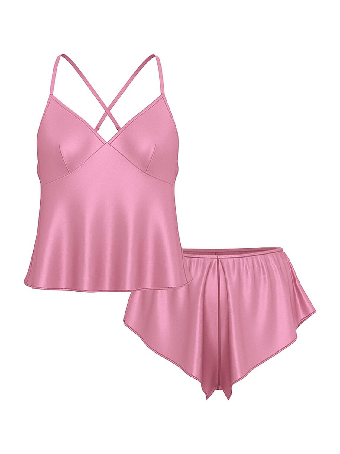 vs Victoria's Secret Satin Open-Back Cami & Shorts Set Dusk Mauve 2 of 3 