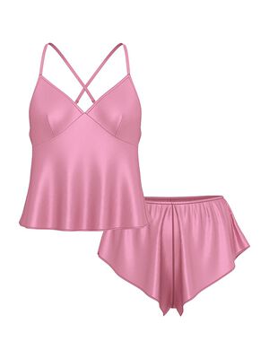 Satin Open-Back Cami & Shorts Set