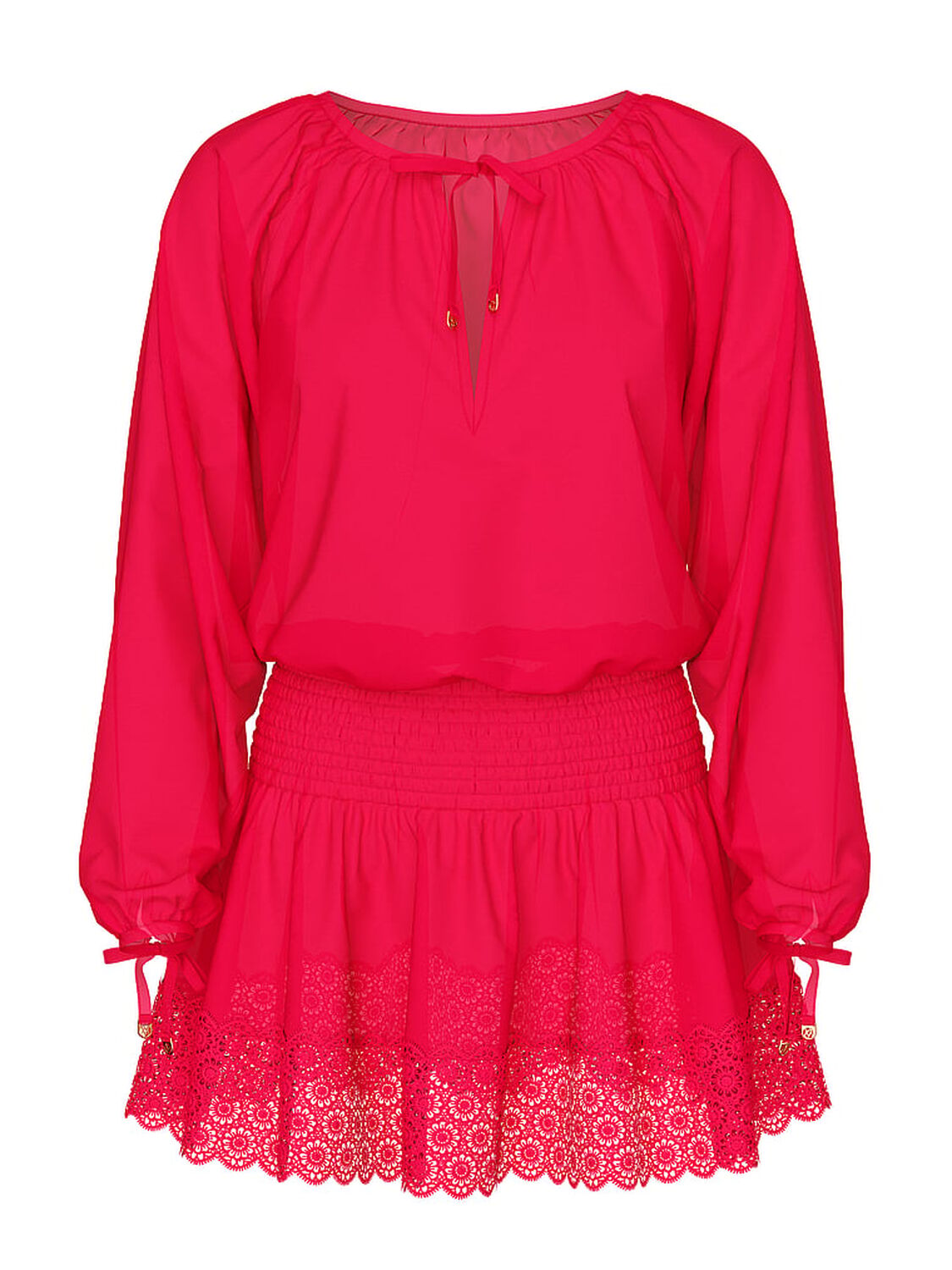 vs Victoria's Secret Swim Beachwear Linen Lace-Trim Dress Pink Island 3 of 3 