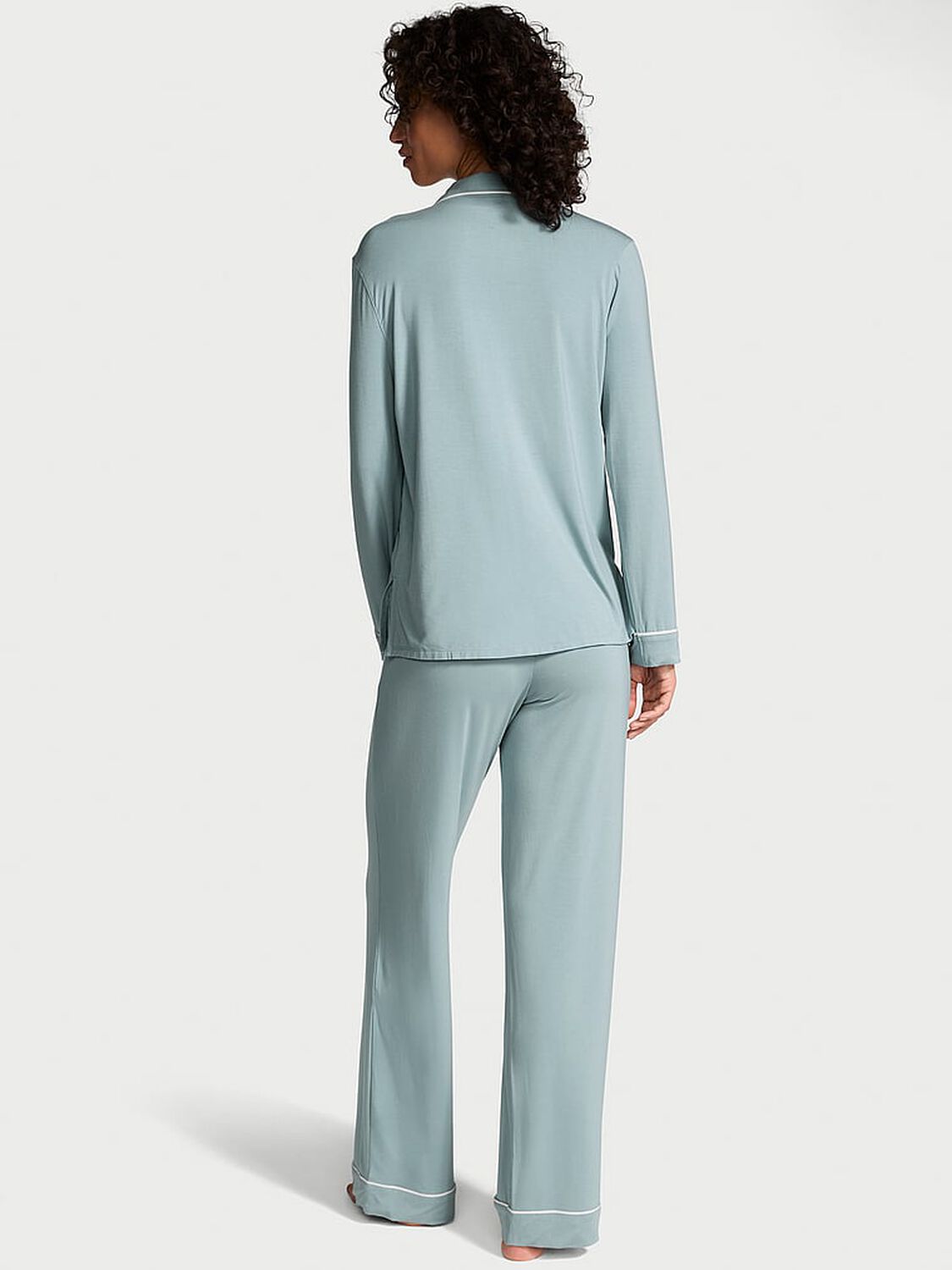 vs Victoria's Secret Modal Soft Long Pajama Set Jupiter W Coconut White Piping 2 of 4 