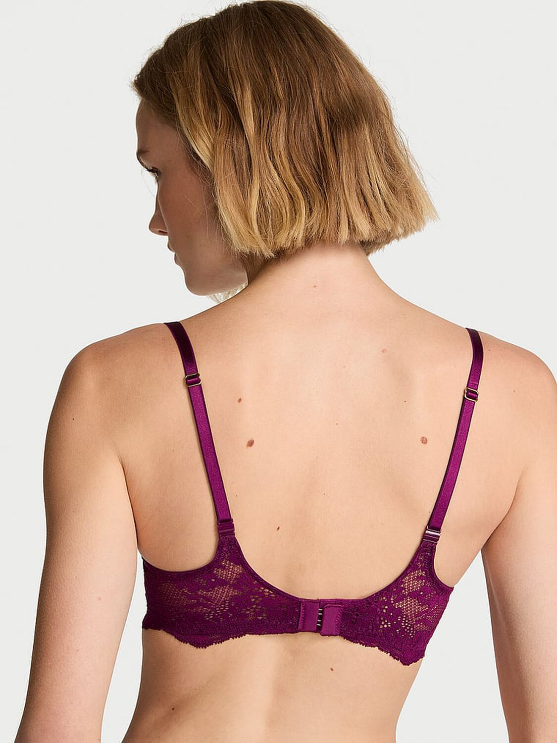 vs Dream Angels Smooth & Lace Push-Up Bra Rhubarb 2 of 3 