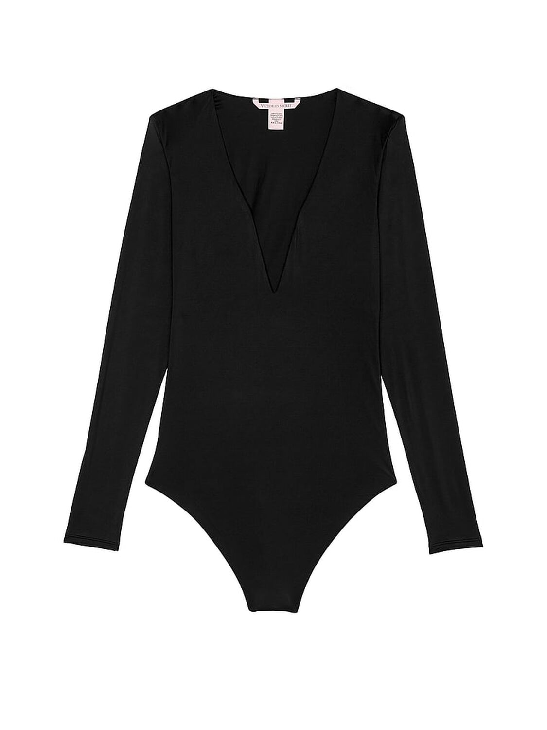 vs Victoria's Secret BODYWEAR by Victoria with FeatherSoft&trade; Innovation V-Neck Bodysuit Black 3 of 3 