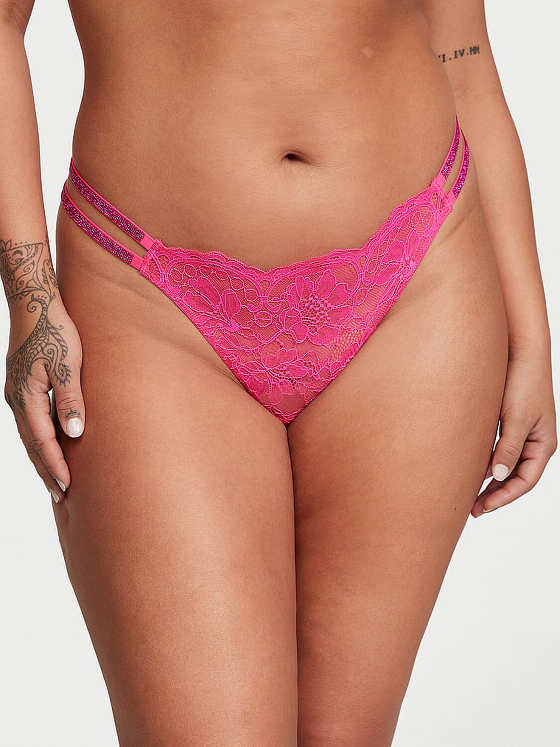 vs Very Sexy Double Shine Strap Lace Thong Panty 1 of 4 