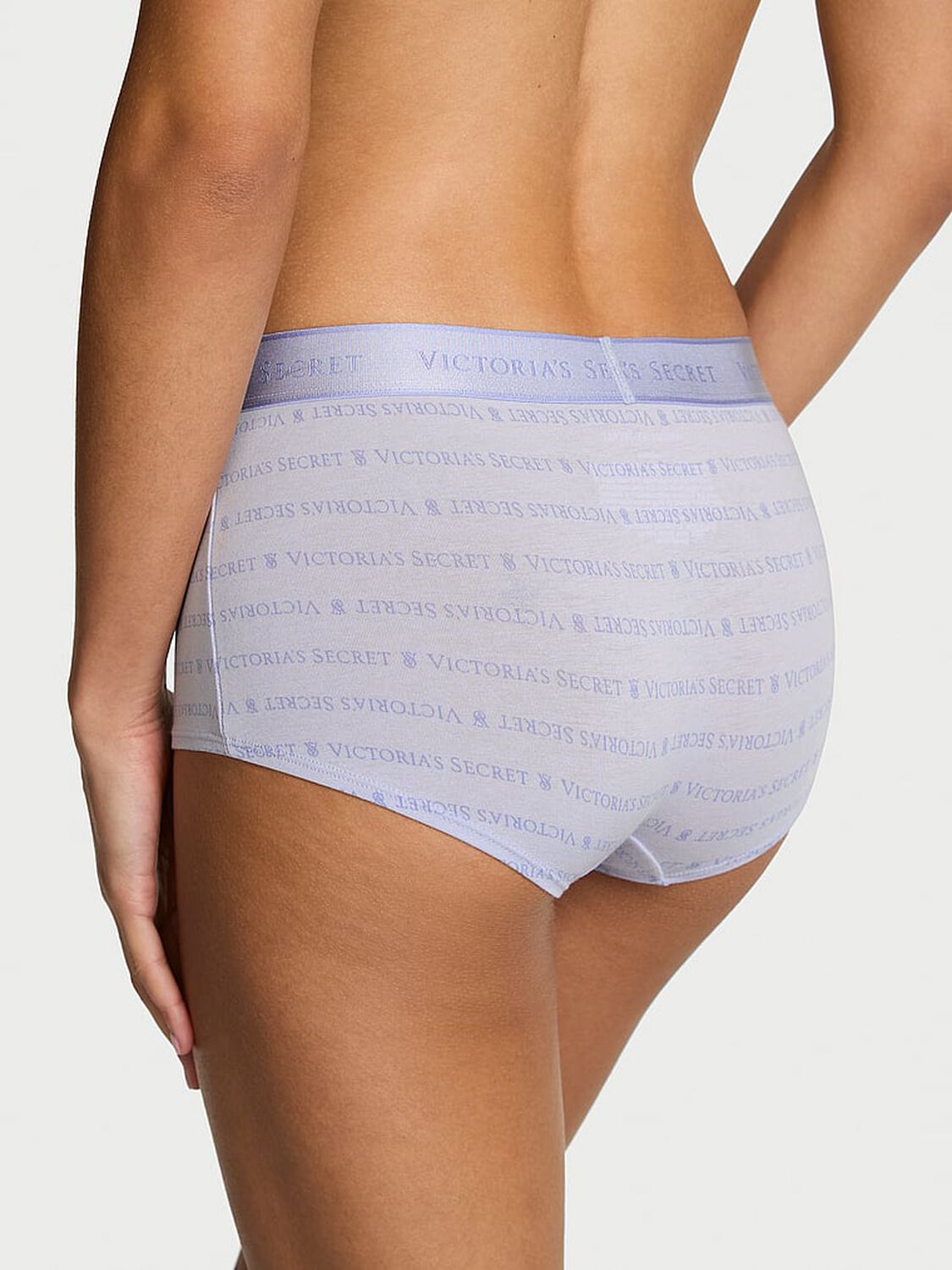 vs Cotton Logo Cotton Boyshort Panty Icy Lavender Lock Up Stripe 2 of 3 