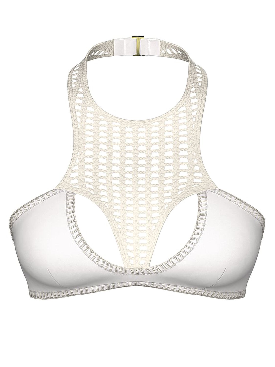 vs Victoria's Secret Swim Archives Crochet Scuba High-Neck Bikini Top Coconut White 3 of 5 