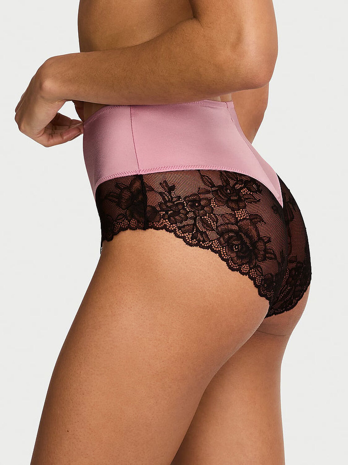 vs Very Sexy Smooth Lace-Trim High-Waist Brief Panty Dusk Rose 2 of 3 
