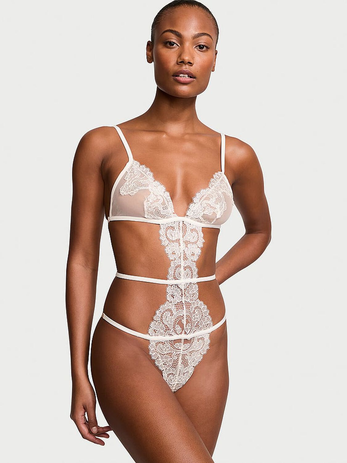 vs Very Sexy Boho Floral Embroidery Crotchless Teddy 1 of 3 