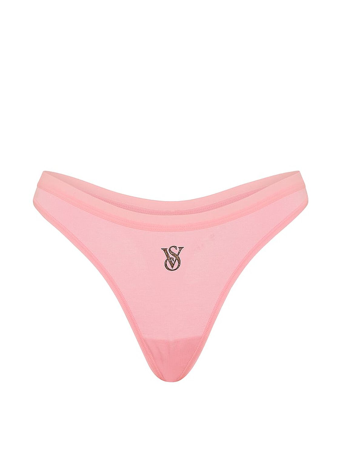 vs Victoria's Secret Stretch Cotton High-Leg Scoop Thong Panty Pink Leo Vs Graphic 3 of 3 