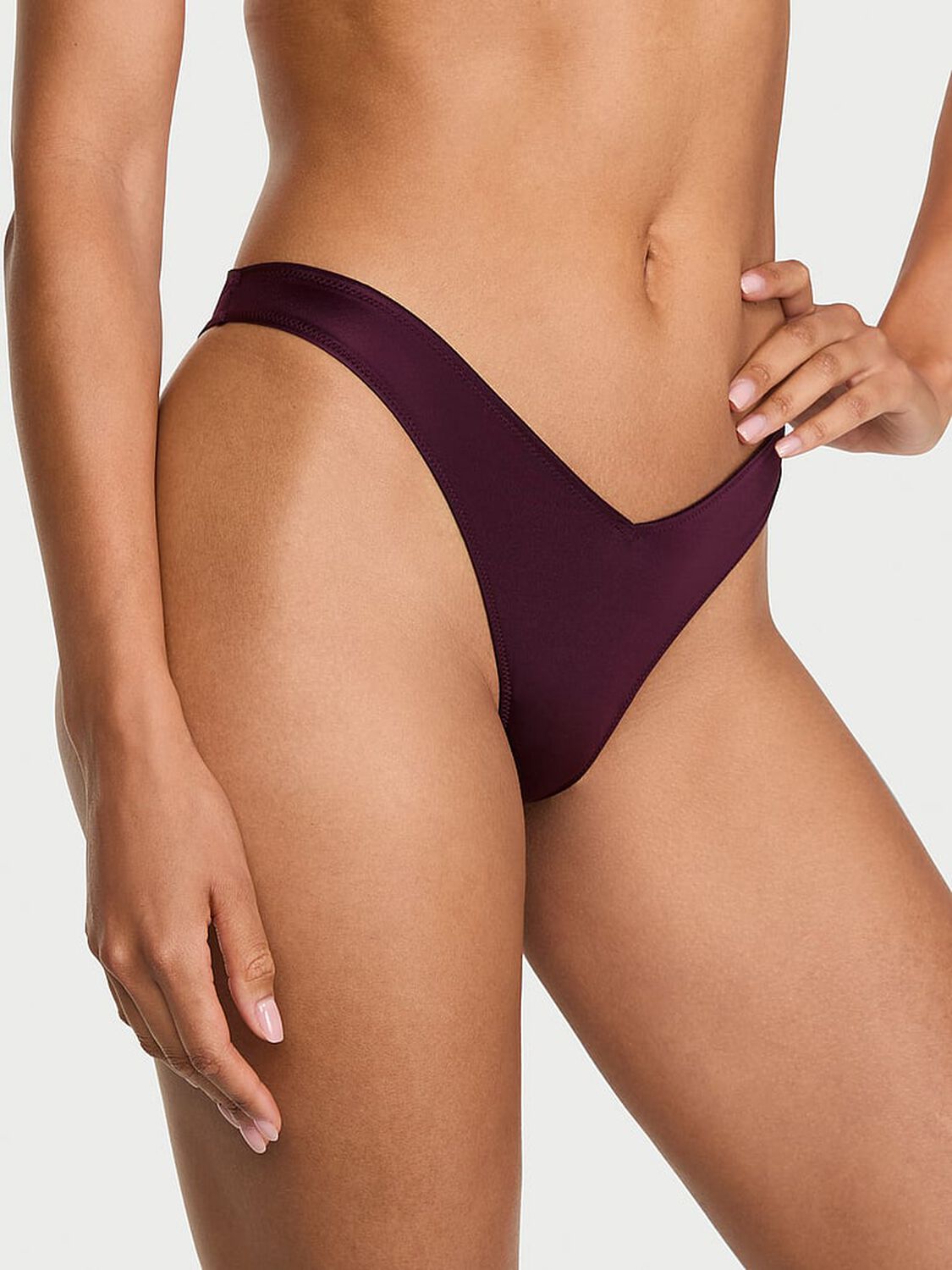 vs Very Sexy Smooth Strappy-Back High-Leg Thong Panty Winter Wine 1 of 3 