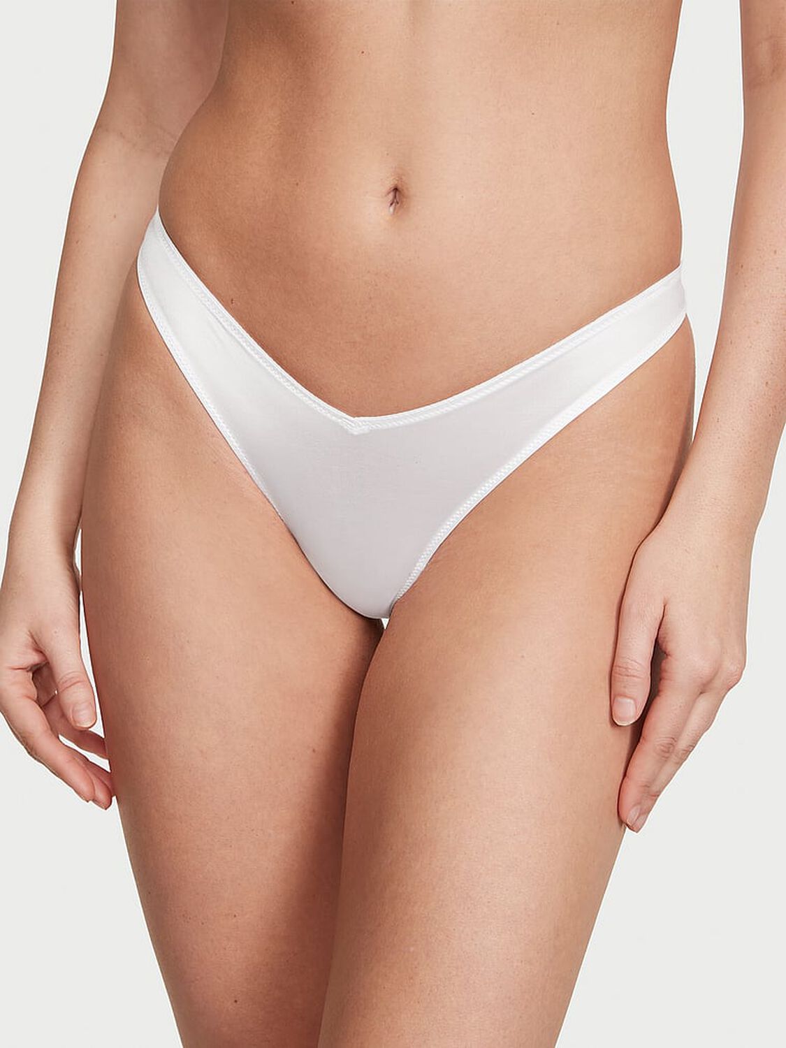 vs Very Sexy Strappy Back High-Leg Thong Panty Vs White 1 of 3 