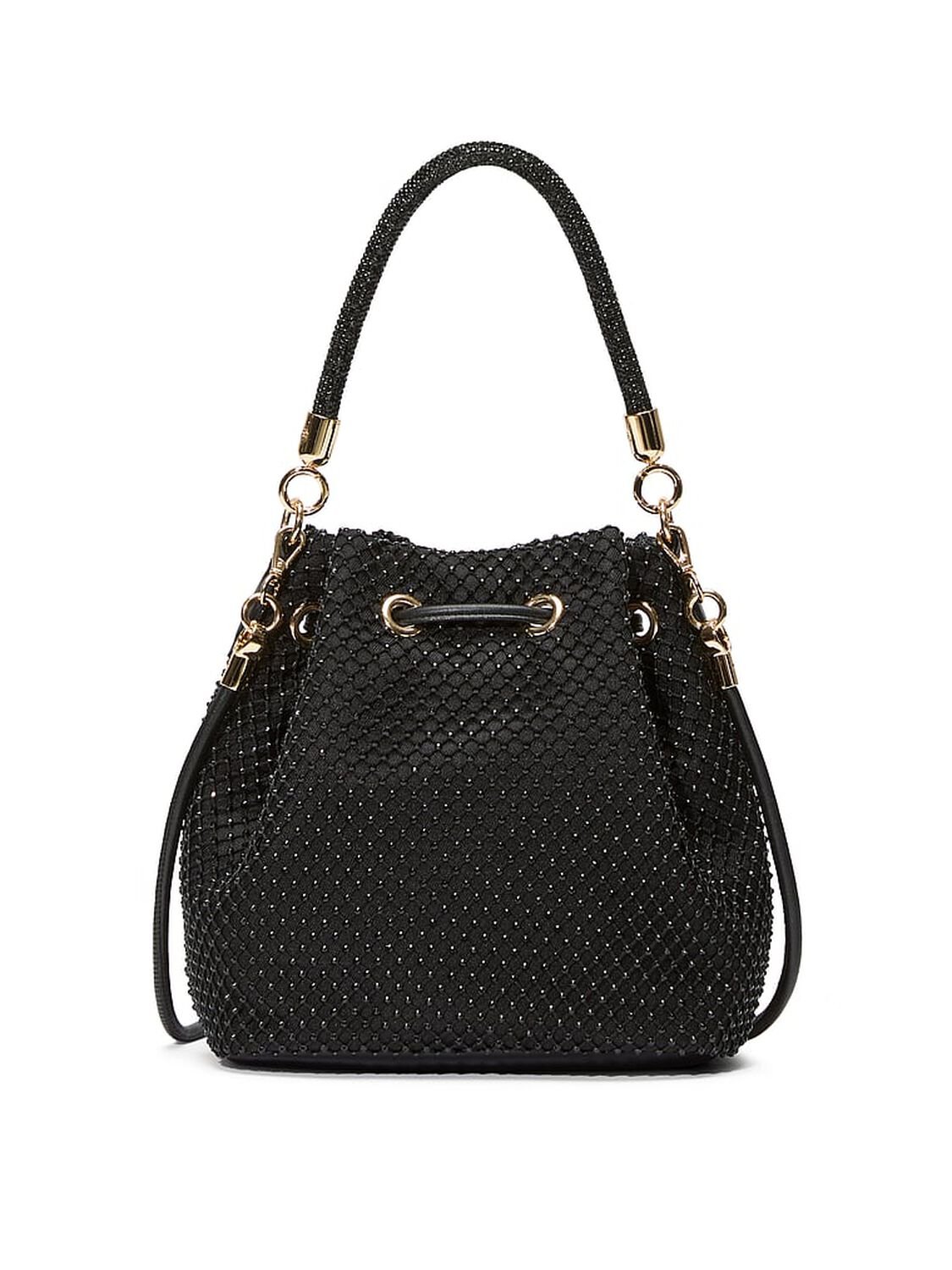vs Victoria's Secret Mini Bucket Bag Black Rhinestone Mesh 2 of 3 