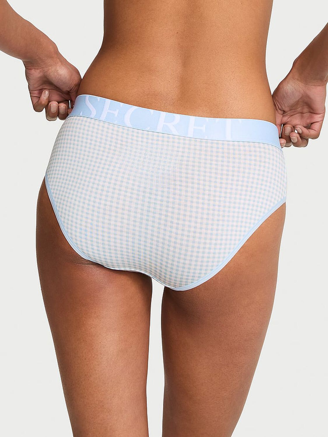 vs Cotton Exploded Logo Cotton Hiphugger Panty Linen Blue Gingham 2 of 3 