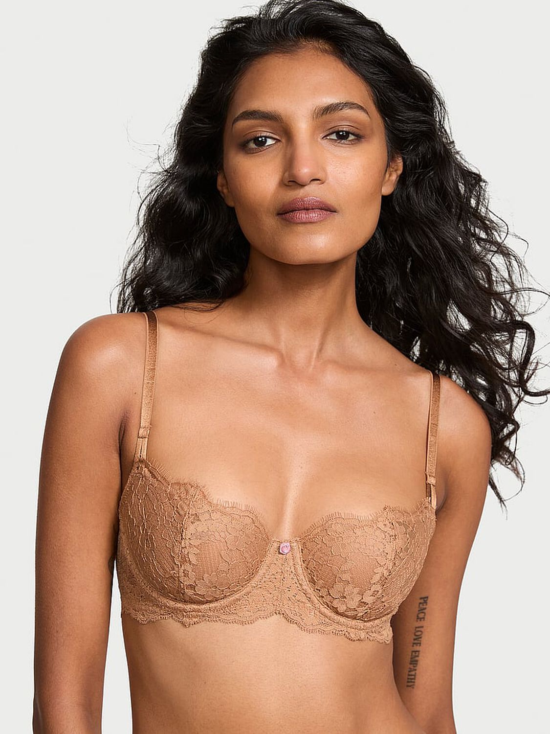 vs Dream Angels Wicked Unlined Lace Balconette Bra Toffee 1 of 3 