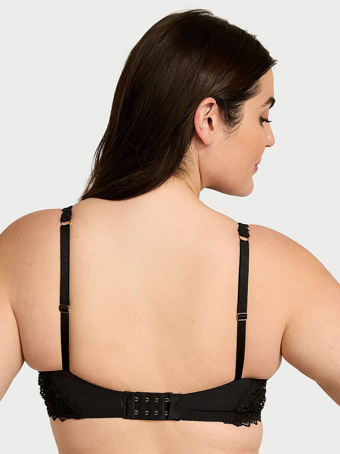 vs Very Sexy Geo Daisy Lace Unlined Low-Cut Demi Bra Black 2 of 4 
