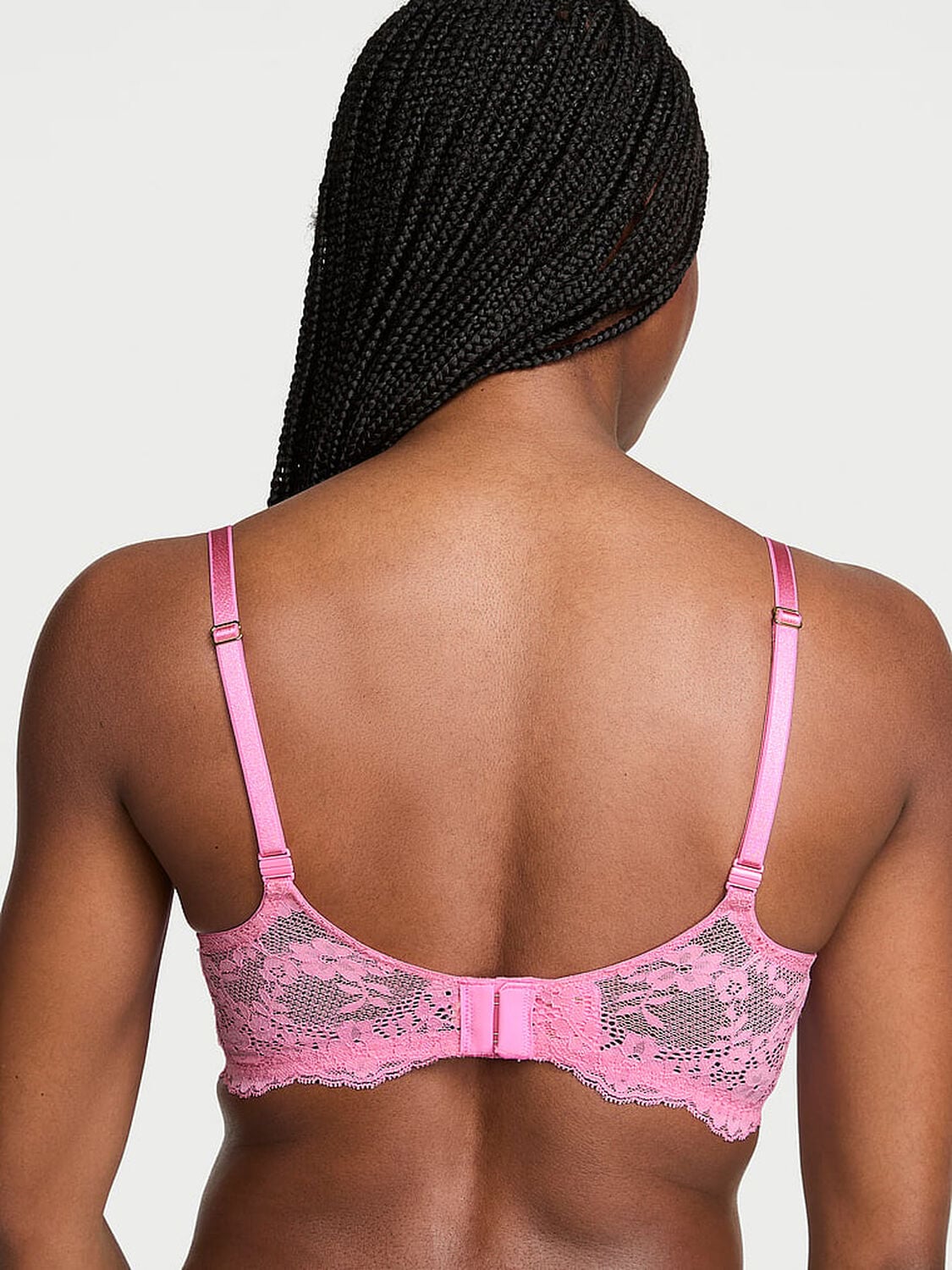 vs Dream Angels Smooth & Lace Lightly Lined Demi Bra Pink Sugar 2 of 3 