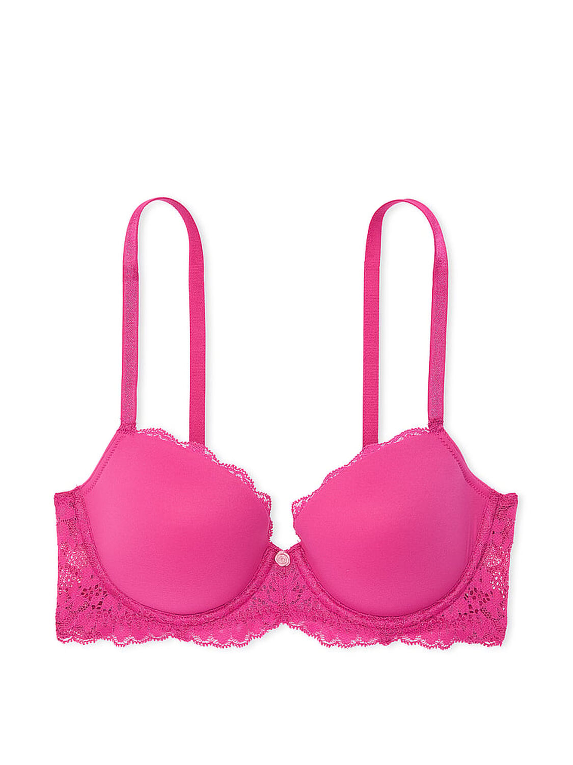 vs Dream Angels Smooth & Lace Lightly Lined Classic Coverage Demi Bra Luscious Rose 3 of 3 