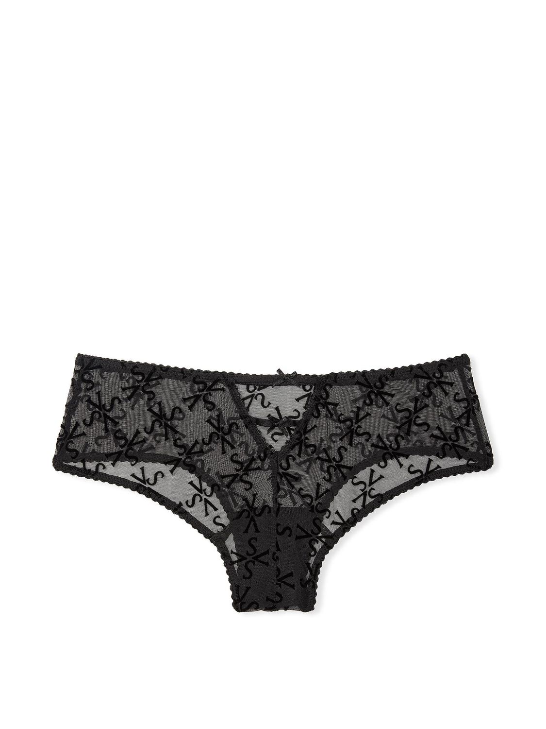 vs Victoria's Secret Flocked Logo Mesh Cheeky Panty Black Flocked Vs 3 of 3 
