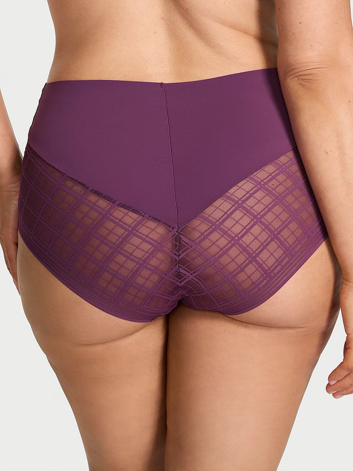 vs No-Show No-Show Plaid Mesh Modern Brief Panty Mauve Mist 2 of 2 