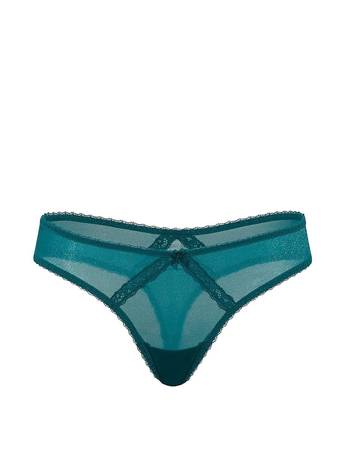 vs Dream Angels Sheer Shimmer Lace-Trim Thong Panty Aquarium Blue 3 of 3 