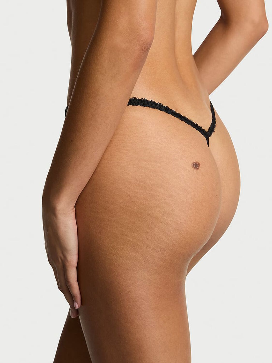 vs Very Sexy Strappy Heart Embroidery Crotchless V-String Panty Black 2 of 3 