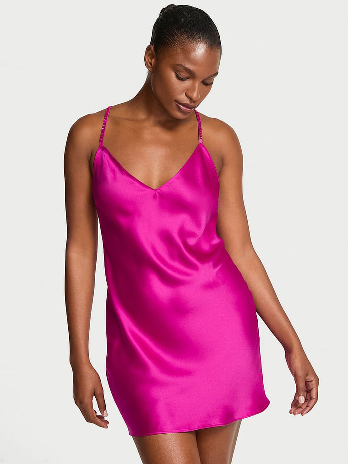 vs Very Sexy Crystal Bow Satin Mini Slip Berrylicious 1 of 2 