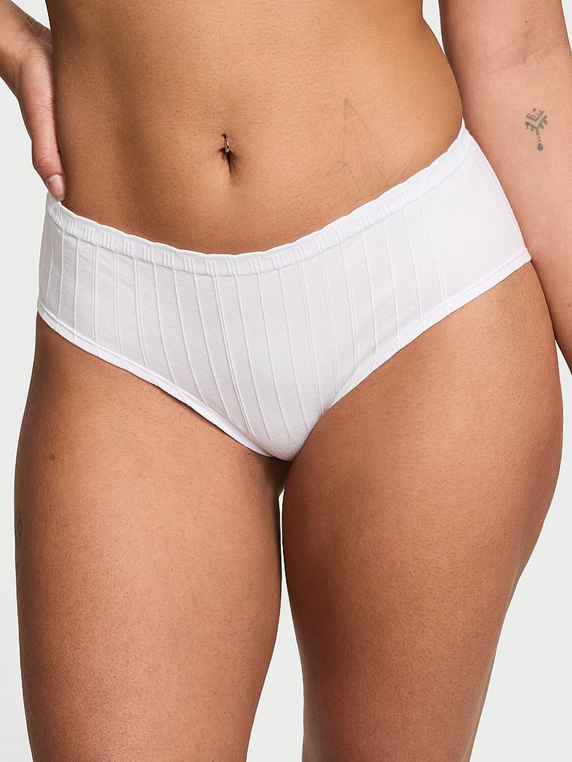 vs Victoria's Secret Stretch Cotton Rib Hiphugger Panty Vs White 1 of 3 