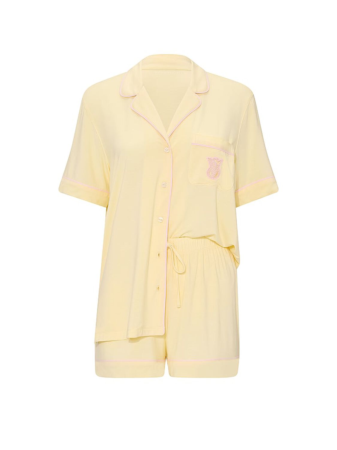vs Victoria's Secret SoSoft&trade; Modal Short Pajama Set Sunny Honey W Embroidered Logo Pocket 3 of 3 