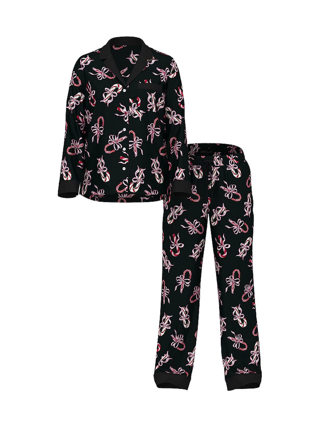 vs Victoria's Secret Glazed Satin Long Pajama Set Print 1 of 3 