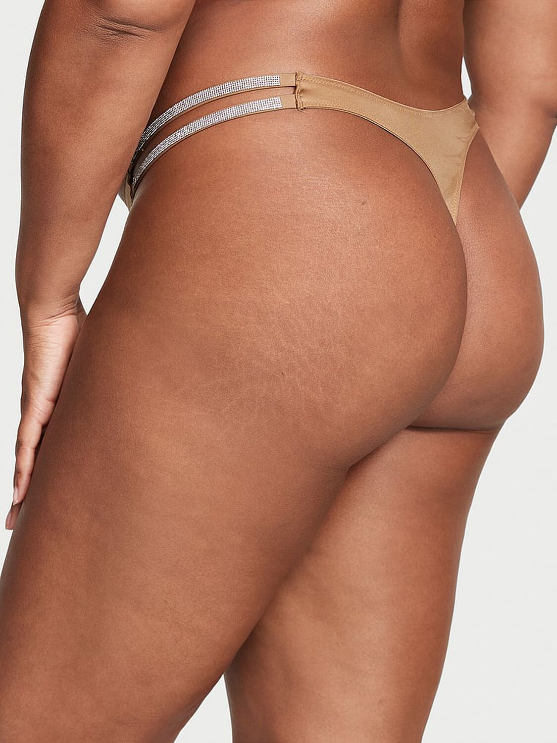 vs Very Sexy Double Shine Strap Smooth Thong Panty Toffee 2 of 4 