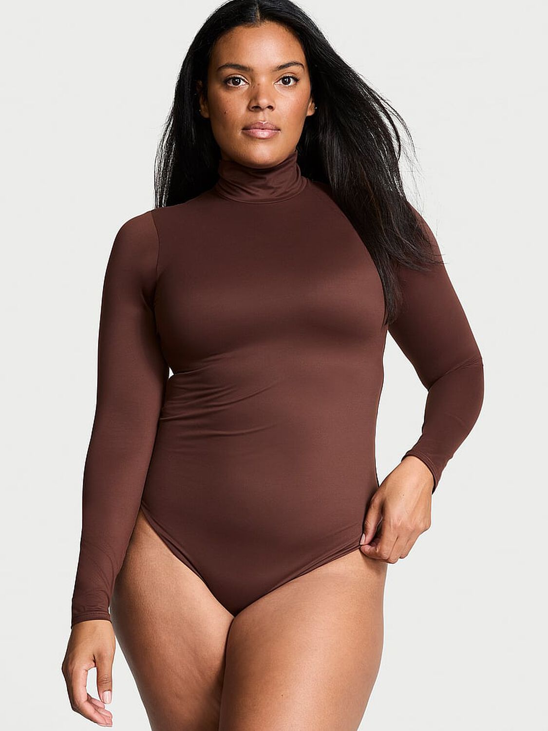 vs Victoria's Secret BODYWEAR by Victoria with FeatherSoft™ Innovation Turtleneck Bodysuit Ganache 1 of 4 