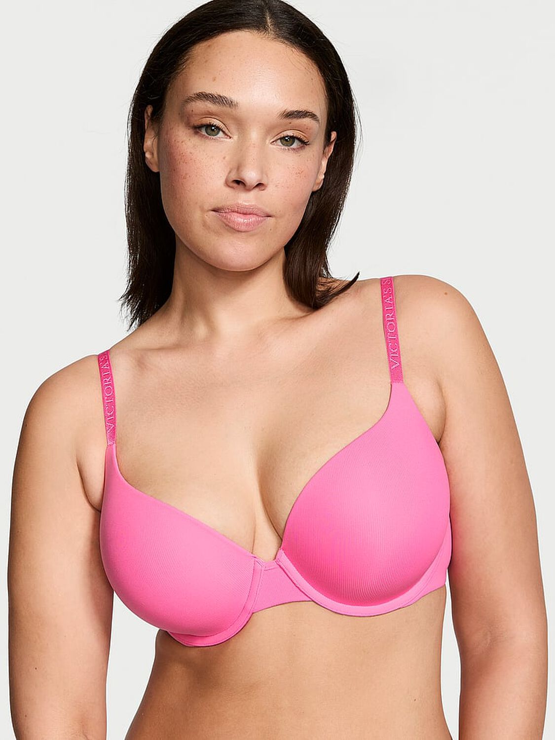 vs The T-Shirt Push-Up Perfect Shape Micro-Rib Bra Hollywood Pink 1 of 4 